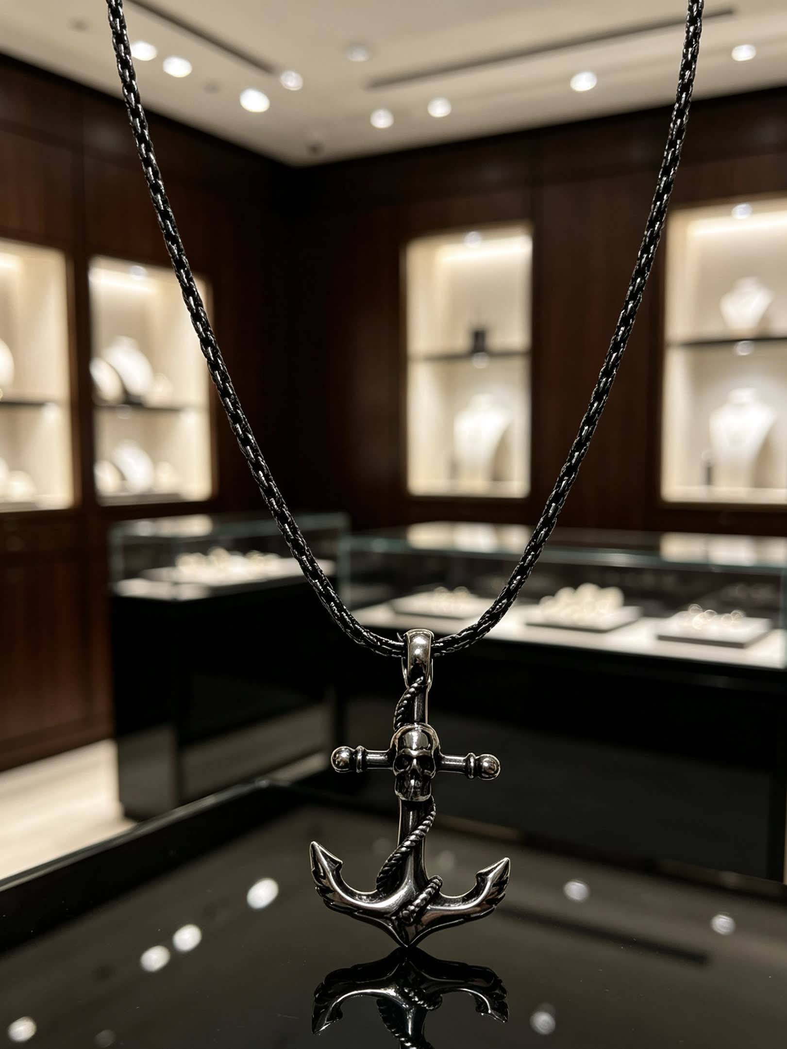Chrome Hearts Silver Anchor Pendant Necklace